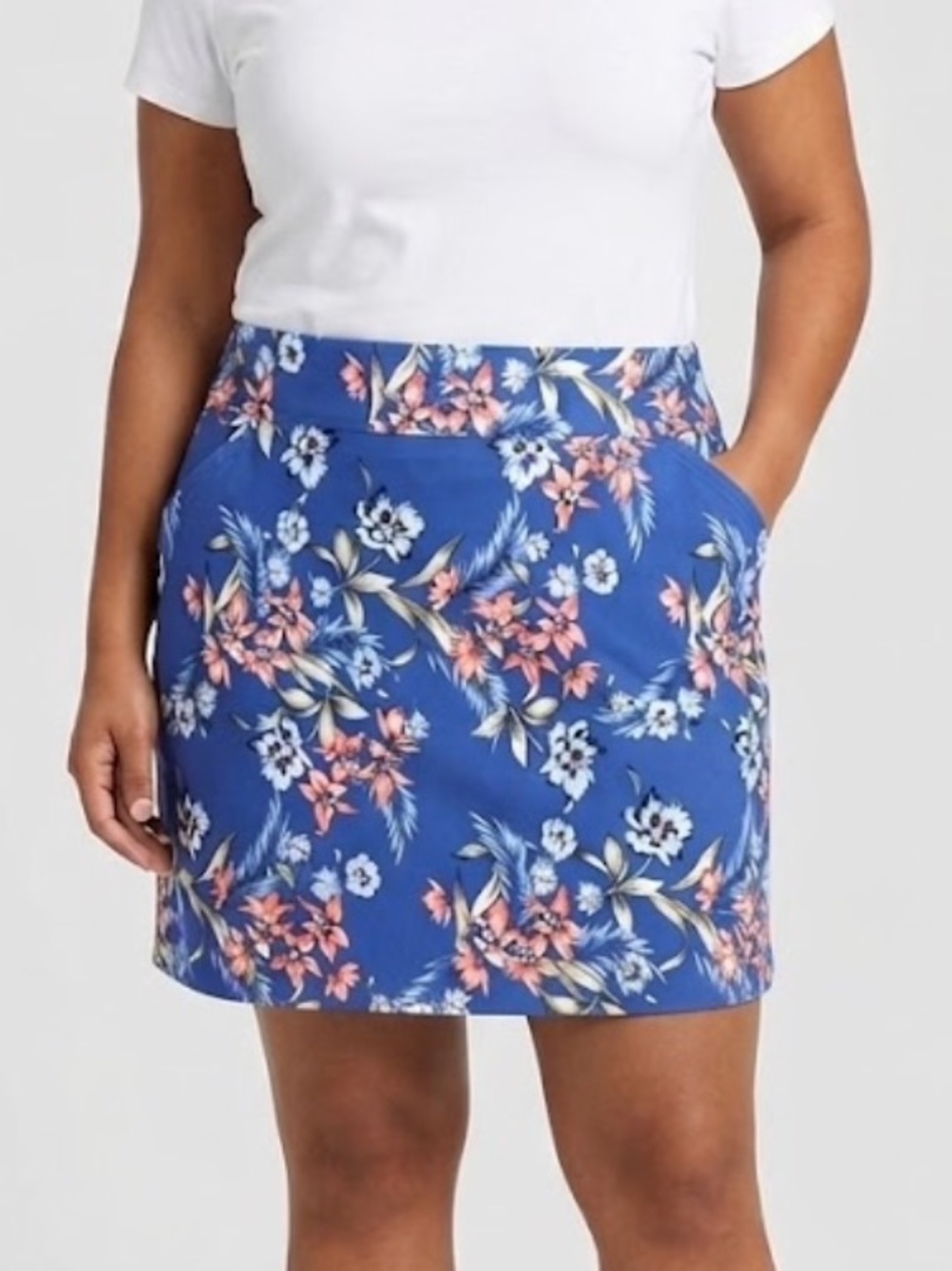 Mario Serrani Blue Floral Skort Size XL